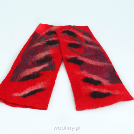 Ultra modne mitenki filcowe czerwone 