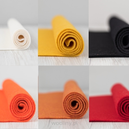 Filc wełniany 2mm Zestaw Halloween 30x30cm 6 kolorów