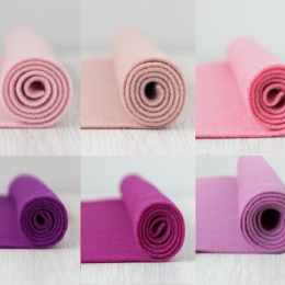 Filc wełniany 2mm Zestaw RÓŻOWY 30x30cm 6 kolorów