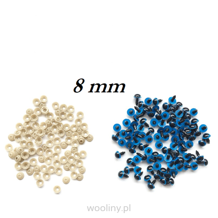 Niebieskie bezpieczne oczka 8mm 10par oczy plastykowych