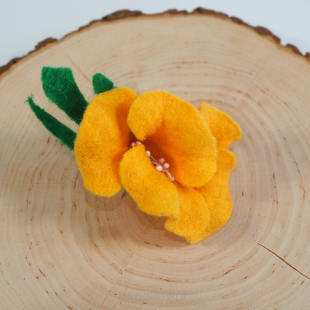 Damska broszka filcowa kwiat Żółty