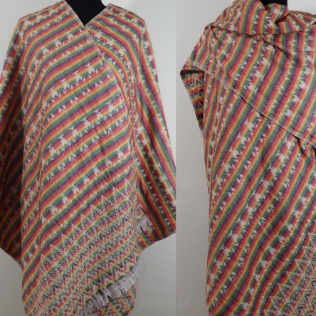 Damski kolorowy gruby szal dwustronny we wzory azteckie