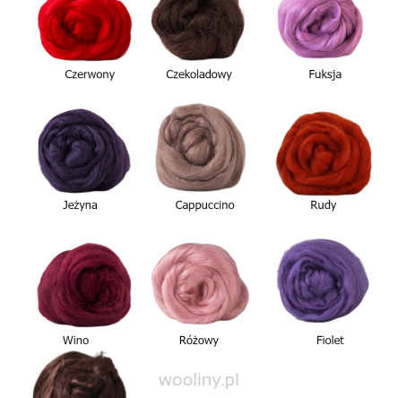 Czesanka wiskozy ZESTAW JAGODOWY do filcowania 