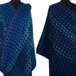 Damski wełniany szal merino granatowy Piksel