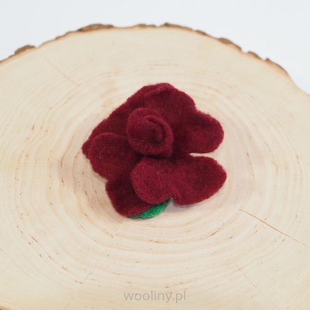 Damska broszka filcowa kwiat Bordowy
