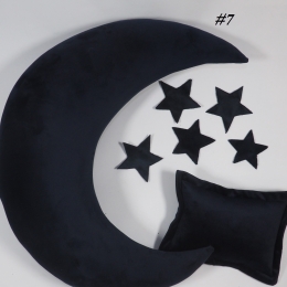 Poduszka Księżyc i gwiazdy do sesji noworodkowej GRANATOWY velvet 