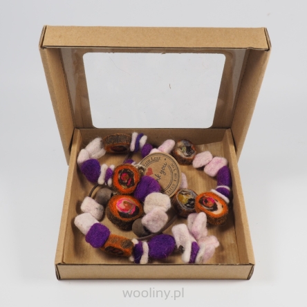 Filcowy koral naszyjnik - Fioletowo różowy melanż