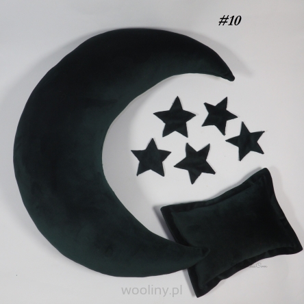 Poduszka Księżyc i gwiazdy do sesji noworodkowej CZARNY velvet 