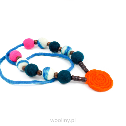 Kolorowy koral naszyjnik  Filcowy Ślimak