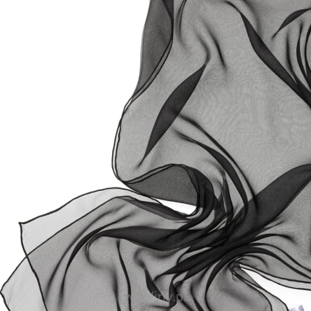 Szal jedwabny szyfon 3.5 do nuno filcowania CZARNY 180x55cm