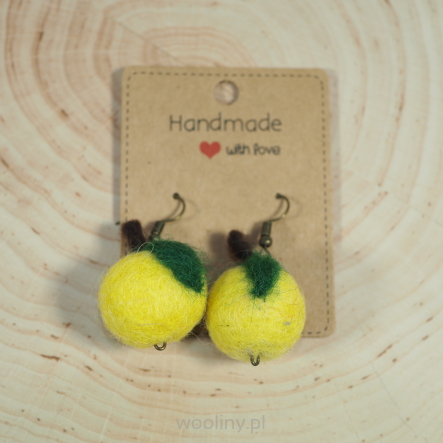 Kolczyk filcowy owoc Jabłko Żółte