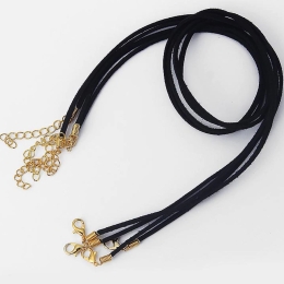 Czarny naszyjnik rzemyk eko zamsz 75 cm regulowany