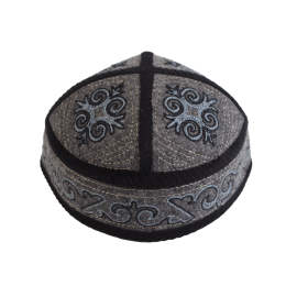 Męska czapka haftowana wełniana z kaszmirem Szara (58,59cm)