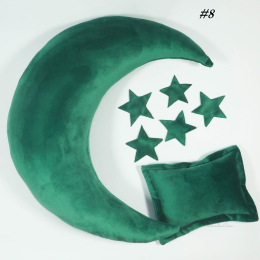 Poduszka Księżyc i gwiazdy do sesji noworodkowej ZIELONY velvet 