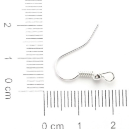 Bigle z kuleczką i sprężynką do kolczyków w kolorze srebrnym 10 szt.