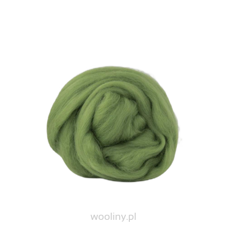 Wełna czesankowa 19mic LIŚĆ ZIELONY merynos australijski 