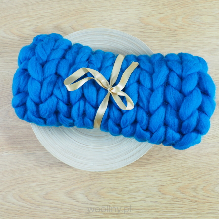 Kocyk czesankowy do sesji noworodkowej Melanż Turkusowo-szafirowy