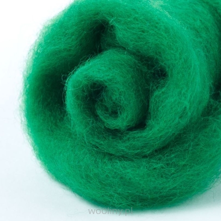 Zielona wełna w błamie zgrzebna do filcowania na mokro i sucho