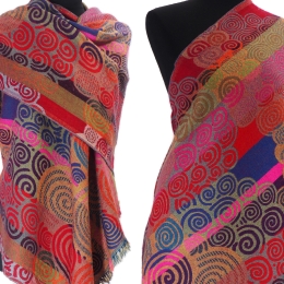 Damski szal kolorowy z wełny merynosów