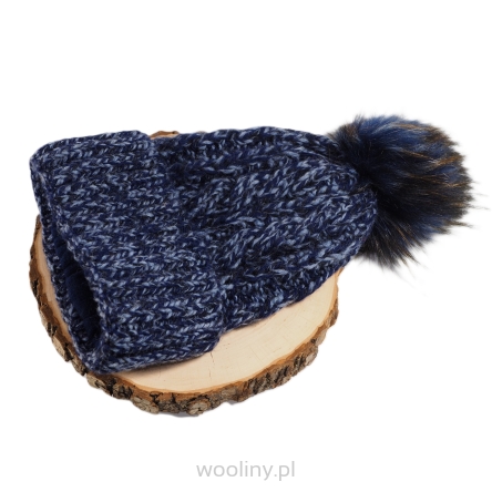 Ciepła czapka zimowa ALPAKA MELANŻ GRANATOWY 