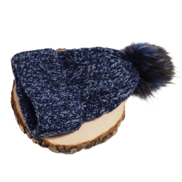 Ciepła czapka zimowa ALPAKA MELANŻ GRANATOWY 