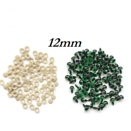 Zielone bezpieczne oczka 12mm 10par oczy plastykowych