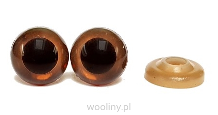 Bezpieczne oczka oczy plastykowe zaciskowe Brązowe 8mm