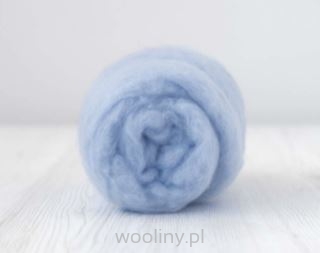Wełna w błamie do filcowania 19mic BŁĘKITNY merynos australijski 
