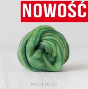 Wełna czesankowa 19mic MELANŻ ZIELONY merynos australijski