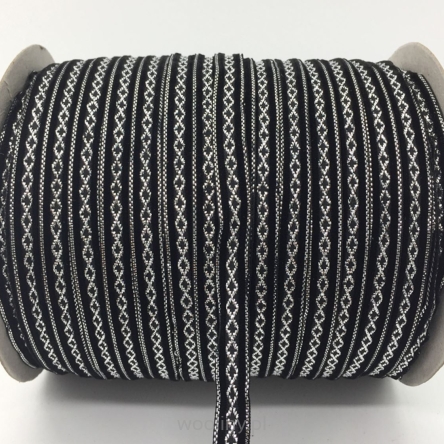 Welurowa aksamitowa taśma czarny srebro 10mm