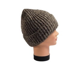 Ciepła czapka męska zimowa ALPAKA MELANŻ BRAZOWA BEŻOWA