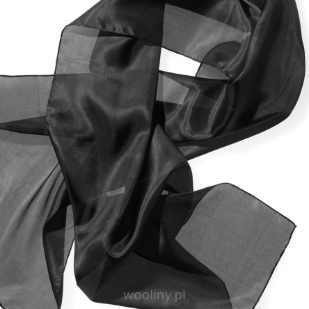 Szal jedwabny szyfon Pongee 5 CZARNY do nuno filcowania 180x45cm 