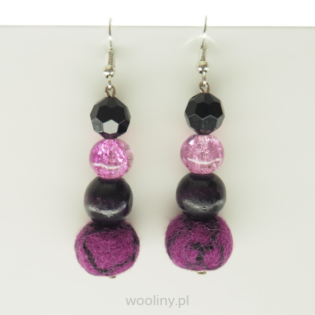 Kolczyk filcowy MIX-FIOLET LONG