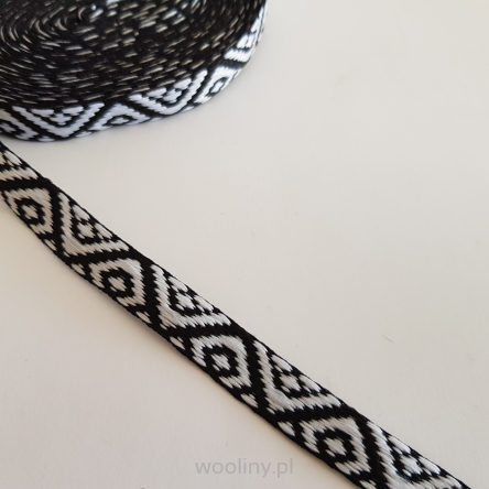 Taśma tasiemka aztecki etno boho folk 12mm dwustronna