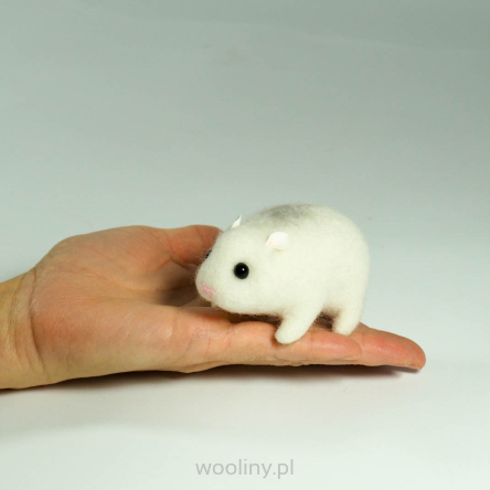 Chomik biały z wełny, maskotka dla dzieci i dorosłych
