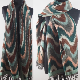 Damski szal etniczny Ikat z wełny z merynosów