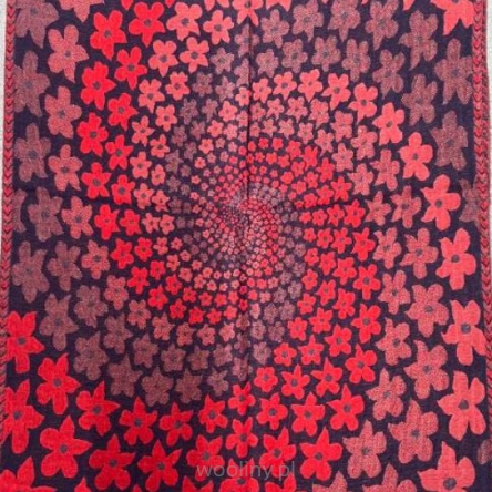 Damski szal ciepły kolorowy z wełny merynosów w kwiaty