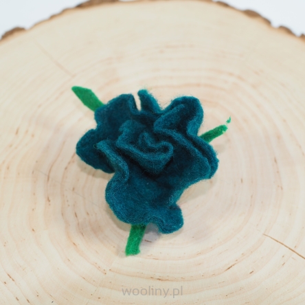 Damska broszka filcowa kwiat Morska zieleń