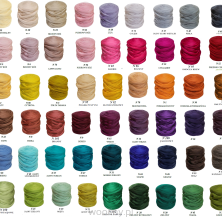 Zestaw Wooliny polskiej wełny czesankowej 96 kolorów do filcowania