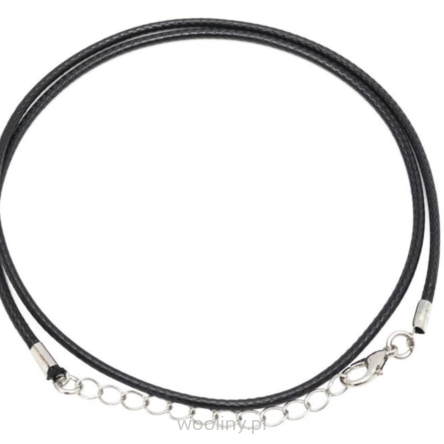 Czarny woskowany naszyjnik rzemyk z eko skóry 45 cm