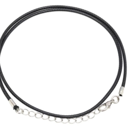 Czarny woskowany naszyjnik rzemyk z eko skóry 45 cm