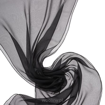 Duży szal jedwabny szyfon CZARNY 230x55cm jedwab do nuno filcowania 