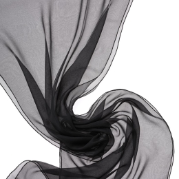 Duży szal jedwabny szyfon CZARNY 230x55cm jedwab do nuno filcowania 