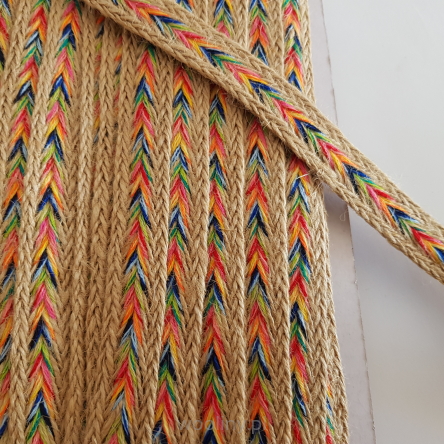 Tasiemka rustykalna jutowa warkocz Ombre 25mm