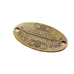 Metalowa etykietka metka naszywka HandMade Miedziany