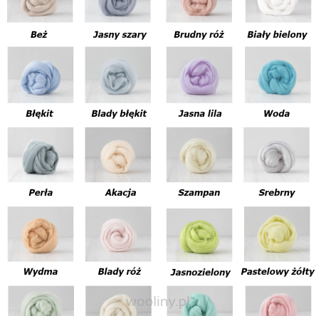 Zestaw wełny czesanki australijskiej 19mic PASTELOWY 20 kolorów