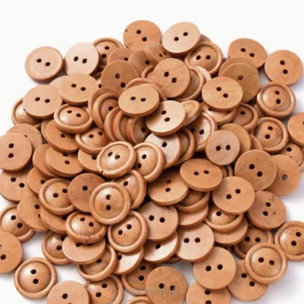 Guziki drewniane dwustronne Rude lakierowane 18mm 10szt