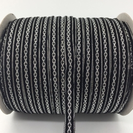 Welurowa tasiemka taśma Aksamitowa czarny srebrny 10mm