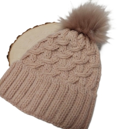 Ciepła czapka damska dziewczęca zimowa RÓŻOWA