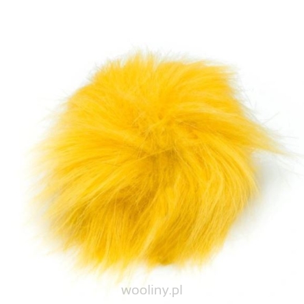 Pompon futrzany do czapki eko futro lis ŻÓŁTY